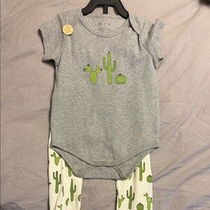Gray and Green Cactus Baby Onesie Set